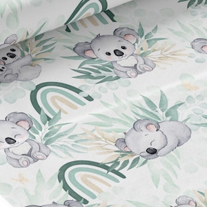 Tessuto al metro Koala Verde Acqua Certificato Oeko-Tex - La Mercerie des Princesses - Cotone, Jersey, French Terry, Impermeabile