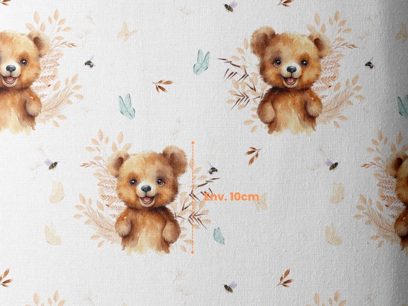 Bear fabric by the meter from Mercerie des Princesses Ideal for a child's teddy bear theme creation Cotton, Jersey, French Terry, Waterproof image 5