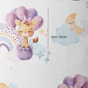 Tissu Coton Jolie Girafe de la Mercerie des Princesses Idéal pour une Création mixte Enfant et Bébé thème Ballons, nuage et Arc en ciel image 4