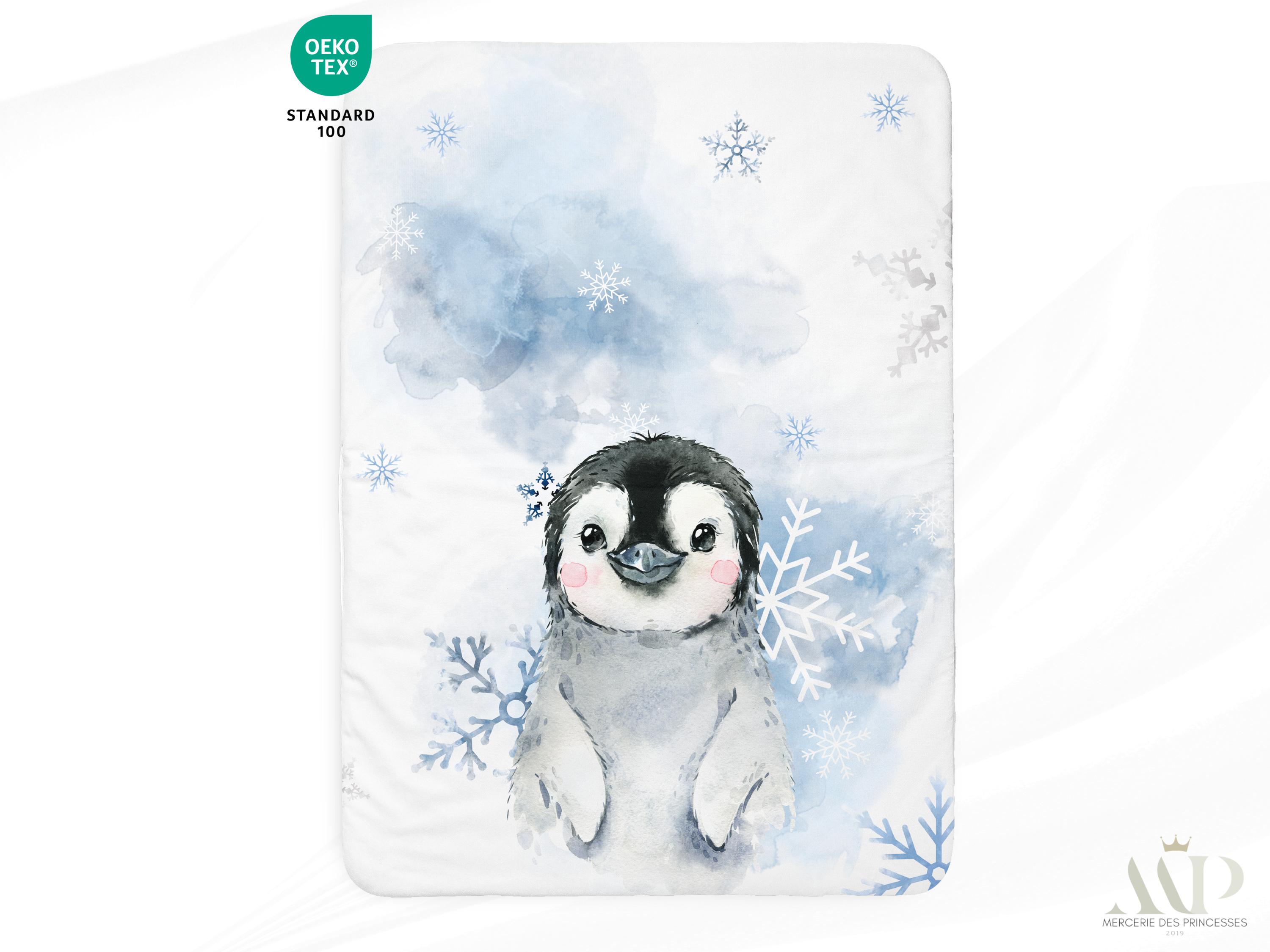 Joli Coupon Tissu Avec Des Pingouins – 100% Coton, 50 X 110 Cm – Motif Marin