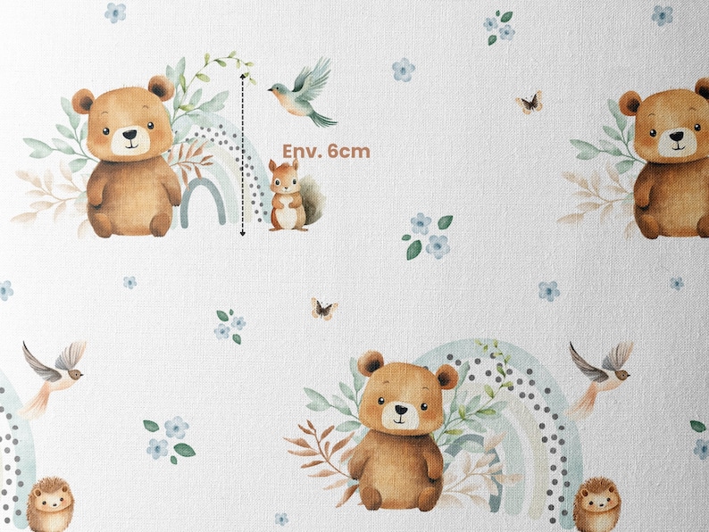 Fabric by the meter Tender Little Bear from Mercerie des Princesses Ideal Children's Creation. Cotton, Jersey, French Terry, Waterproof image 3