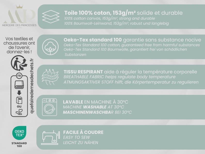 Tissu au mètre Savane Rose et Noir Certifié Oeko-Tex- Création La Mercerie des Princesses- 11 matières disponibles imagen 6