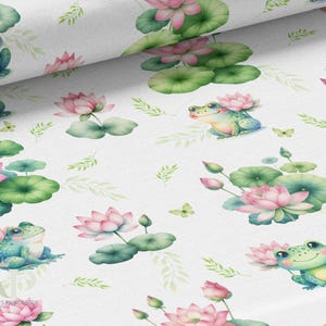 Tessuto al metro Rana e Ninfea Certificato Oeko-Tex Creazione La Mercerie des Princesses - Cotone, Jersey, French Terry, Impermeabile