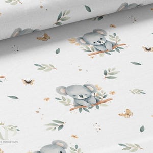 Morbido tessuto Koala al metro di Mercerie des Princesses - Creazione ideale per bambini. Cotone, Jersey, French Terry, Impermeabile