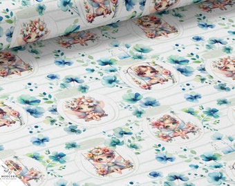 Fabric by the meter Jardin Des Fées Oeko-Tex Certified - La Mercerie des Princesses - Cotton, Jersey, French Terry, Waterproof