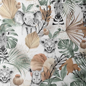 Fabric by the meter African Savane from Mercerie des Princesses Ideal Creation for Children with Savanna theme. Cotton, Jersey, French Terry, Waterproof image 4