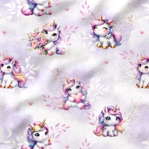 Tessuto al metro Baby Unicorn Pastel Parma di Mercerie des Princesses - Ideale per creazioni per bambini - Cotone, Jersey, French Terry, Impermeabile