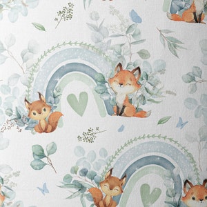 Tissu au mètre Renard Eucalyptus la Mercerie des Princesses Idéal Création Enfant vert d'eau. Coton, Jersey, French Terry, Imperméable image 3