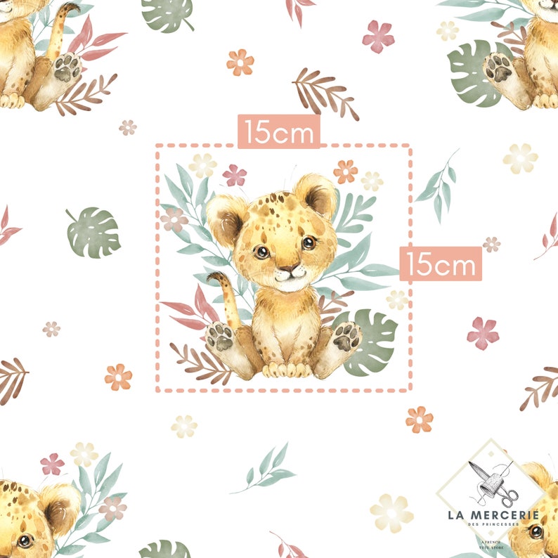 Tissu au mètre Lionceau Certifié Oeko-Tex Création pour enfant La Mercerie des Princesses Coton, Jersey, French Terry, Imperméable image 2