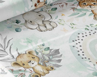 Tissu au mètre Safari Babies Vert Certifié Oeko-Tex- Création enfant - La Mercerie des Princesses- 11 matières disponibles