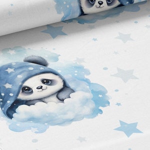 Tessuto al metro Panda tra le nuvole della Mercerie des Princesses - Ideale per la creazione di bambini Cotone, Jersey, French Terry, Impermeabile