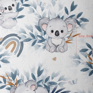 Tissu au mètre Koala Bleu Certifié Oeko-Tex Création pour enfant La Mercerie des Princesses Coton, Jersey, French Terry, Imperméable image 5