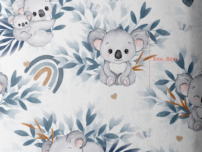 Tissu Coton Koala Bleu de la Mercerie des Princesses Idéal pour une Création mixte Enfant et Bébé thème Koala Bleu et arc en ciel image 5