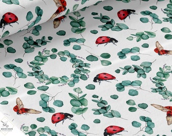 Fabric by the meter Ladybug Eucalyptus Certified Oeko-Tex- Creation La Mercerie des Princesses- Cotton, Jersey, French Terry, Waterproof