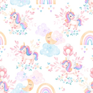 Tessuto Unicorno al metro certificato Oeko-Tex - Creazione per bambini - La Mercerie des Princesses - Cotone, Jersey, French Terry, Impermeabile