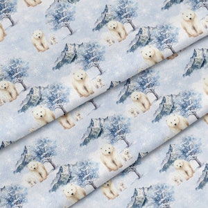 Tessuto stampato al metro per bambini Orso Polare - Certificato Oeko-Tex® - Cotone, jersey, French terry, Impermeabile