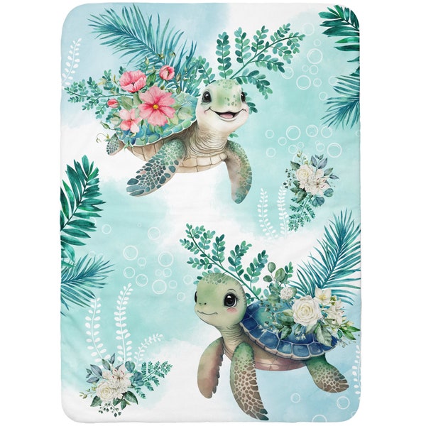 Coupon de Tissu coton Tortue pour couverture 75x100cm Oeko-Tex - Idéal pour réaliser une Couverture mixte bébé ou Enfant!