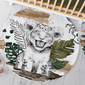 Coupon-Panel aus Savane-Stoff zur Herstellung eines 100 cm großen runden Bodenteppichs und eines 50 cm großen Kissens für COUTURIERE