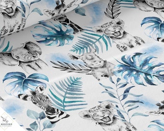 Tissu au mètre Savane Bleu Certifié Oeko-Tex- Création pour enfant - La Mercerie des Princesses- 11 matières disponibles
