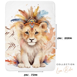 Coupon de Tissu coton Lion Boho pour couverture 75x100cm Oeko-Tex Idéal pour réaliser une Couverture mixte bébé ou Enfant image 4