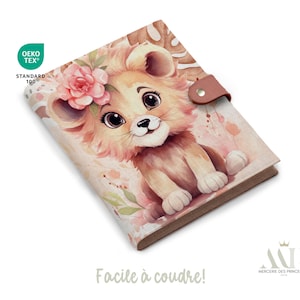 Patrón de panel de costura protege el libro de salud - Patrón de león arco iris - DIY Safari Animals - Tela para la creación del nacimiento
