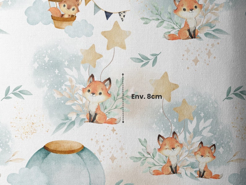 Fabric by the meter Lovely Fox Celadon Certified Oeko-Tex Children's creation La Mercerie des Princesses Cotton, Jersey, French Terry, Waterproof image 5