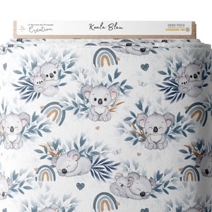 Tissu Coton Koala Bleu de la Mercerie des Princesses Idéal pour une Création mixte Enfant et Bébé thème Koala Bleu et arc en ciel image 3