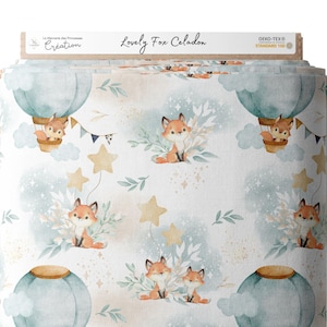 Fabric by the meter Lovely Fox Celadon Certified Oeko-Tex Children's creation La Mercerie des Princesses Cotton, Jersey, French Terry, Waterproof image 3