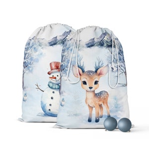 Panneaux pour création d'un Pochon de Noël Cert et Bonhomme de Neige  100% coton premium Oeko-Tex