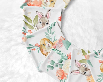 Coupon panneaux de lingettes Bunny à réaliser soi même , 10 carrés de 12x12 cm 100% coton  Oeko-Tex