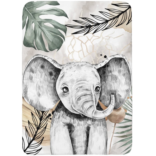 Baumwollstoff-Gutschein für Elefantendecke 75 x 100 cm, Öko-Tex – ideal für die Herstellung einer gemischten Baby- oder Kinderdecke!
