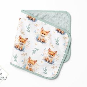 Tissu Coton Renardeau de la Mercerie des Princesses Idéal pour une Création mixte Enfant et Bébé thème Renard vert d'eau image 4