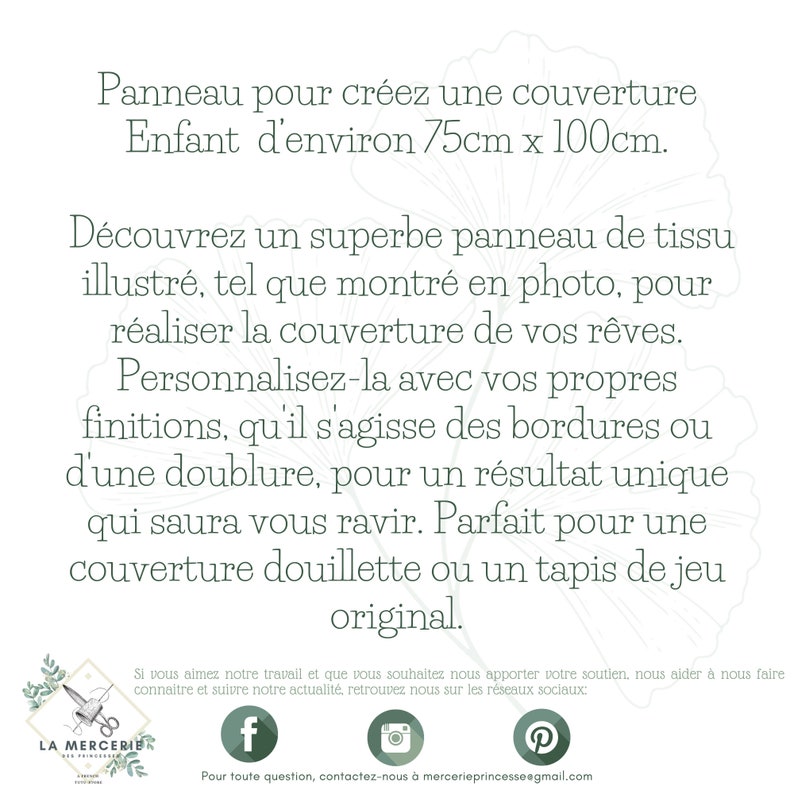 Coupon de Tissu coton Biches Enchantées pour couverture 75x100cm Oeko-Tex Idéal pour réaliser une Couverture mixte bébé ou Enfant image 6