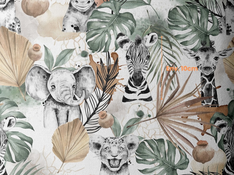 Fabric by the meter African Savane from Mercerie des Princesses Ideal Creation for Children with Savanna theme. Cotton, Jersey, French Terry, Waterproof image 5