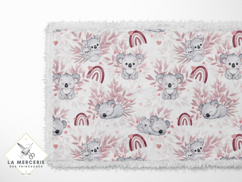 Tissu au mètre Koala Rose Certifié Oeko-Tex Création pour enfant La Mercerie des Princesses Coton, Jersey, French Terry, Imperméable image 6