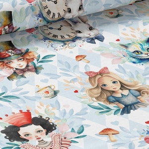 Tissu au mètre Alice au pays des merveilles Certifié Oeko-Tex- Création enfant - La Mercerie des Princesses- 11 matières disponibles