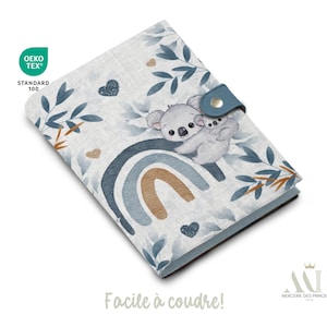 Patrón de panel de costura protege libro de salud - Patrón de koala azul - DIY animales de la selva - Tela para la creación del nacimiento