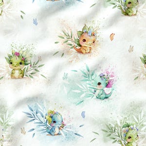 Tessuto al metro Piccoli Draghi Certificato Oeko-Tex - Creazione per bambini - La Mercerie des Princesses - Cotone, Jersey, French Terry, Impermeabile