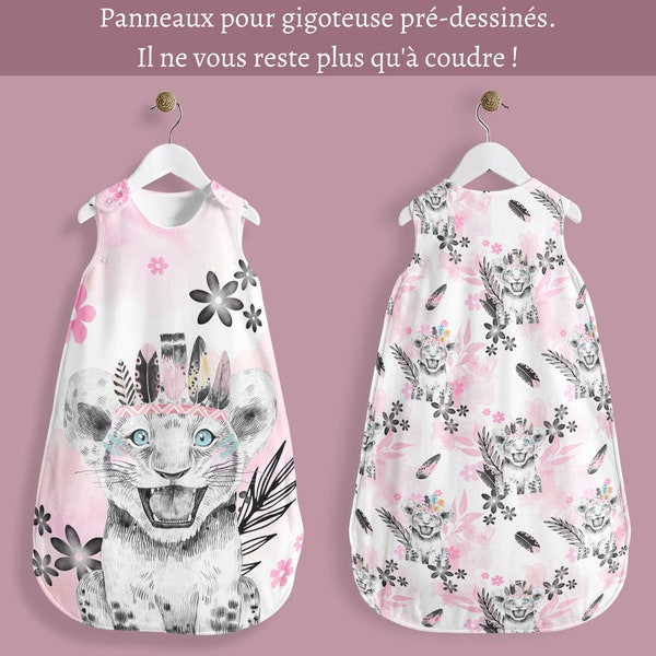 Panel-Gutschein für die Herstellung eines Schlafsacks, Schlafsack, 100 % Öko-Tex-Baumwolle für ein Baby zwischen 50 und 80 cm