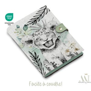 Patrón de panel de costura protege libro de salud - Patrón de sabana verde agua - DIY Safari Animals - Tela para la creación de nacimientos