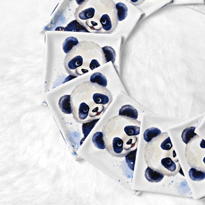 Cupom de desconto para confecção de lenços umedecidos, Panda, 10 quadrados de 12x12 cm 100% algodão Oeko-Tex