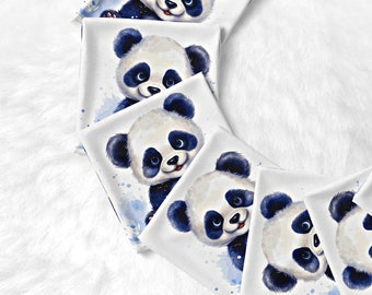 Coupon panneaux pour la confection de lingettes, Panda , 10 carrés de 12x12 cm 100% coton  Oeko-Tex