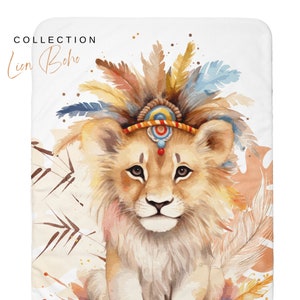 Coupon de Tissu coton Lion Boho pour couverture 75x100cm Oeko-Tex Idéal pour réaliser une Couverture mixte bébé ou Enfant image 2