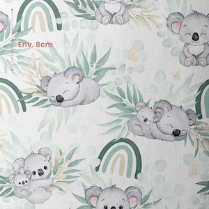 Tissu Coton Koala Vert d'eau de la Mercerie des Princesses Idéal pour une Création mixte Enfant et Bébé thème Koala vert d'eau, eucalyptus image 4