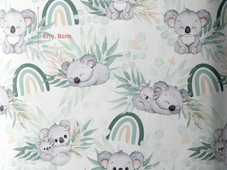 Tissu Coton Koala Vert d'eau de la Mercerie des Princesses Idéal pour une Création mixte Enfant et Bébé thème Koala vert d'eau, eucalyptus image 4