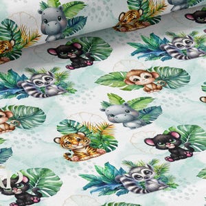 Tessuto al metro Baby Tropical Jungle di Mercerie des Princesses - Ideale per la creazione di bambini Cotone, Jersey, French Terry, Impermeabile