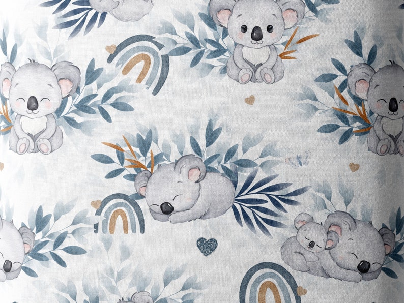 Tissu Coton Koala Bleu de la Mercerie des Princesses Idéal pour une Création mixte Enfant et Bébé thème Koala Bleu et arc en ciel image 4