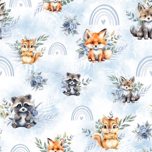 Tessuto al metro Blu Foresta Certificato Oeko-Tex - Creazione per bambini - La Mercerie des Princesses - Cotone, Jersey, French Terry, Impermeabile