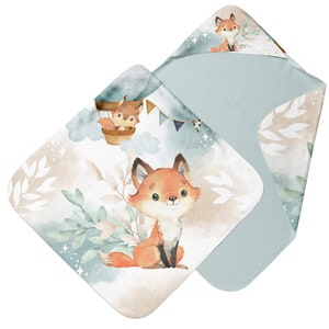 Pannelli per realizzare una mantellina da bagno Lovely Fox Celadon + Salviette 100% cotone premium Oeko-Tex