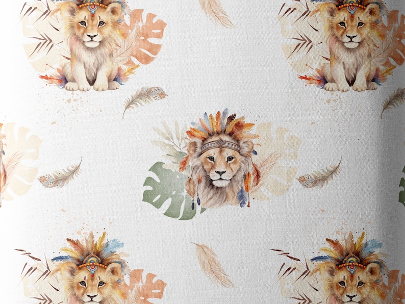 Tissu au mètre Lion Boho la Mercerie des Princesses Idéal pour Création mixte Enfant thème Lion Coton, Jersey, French Terry, Imperméable image 5